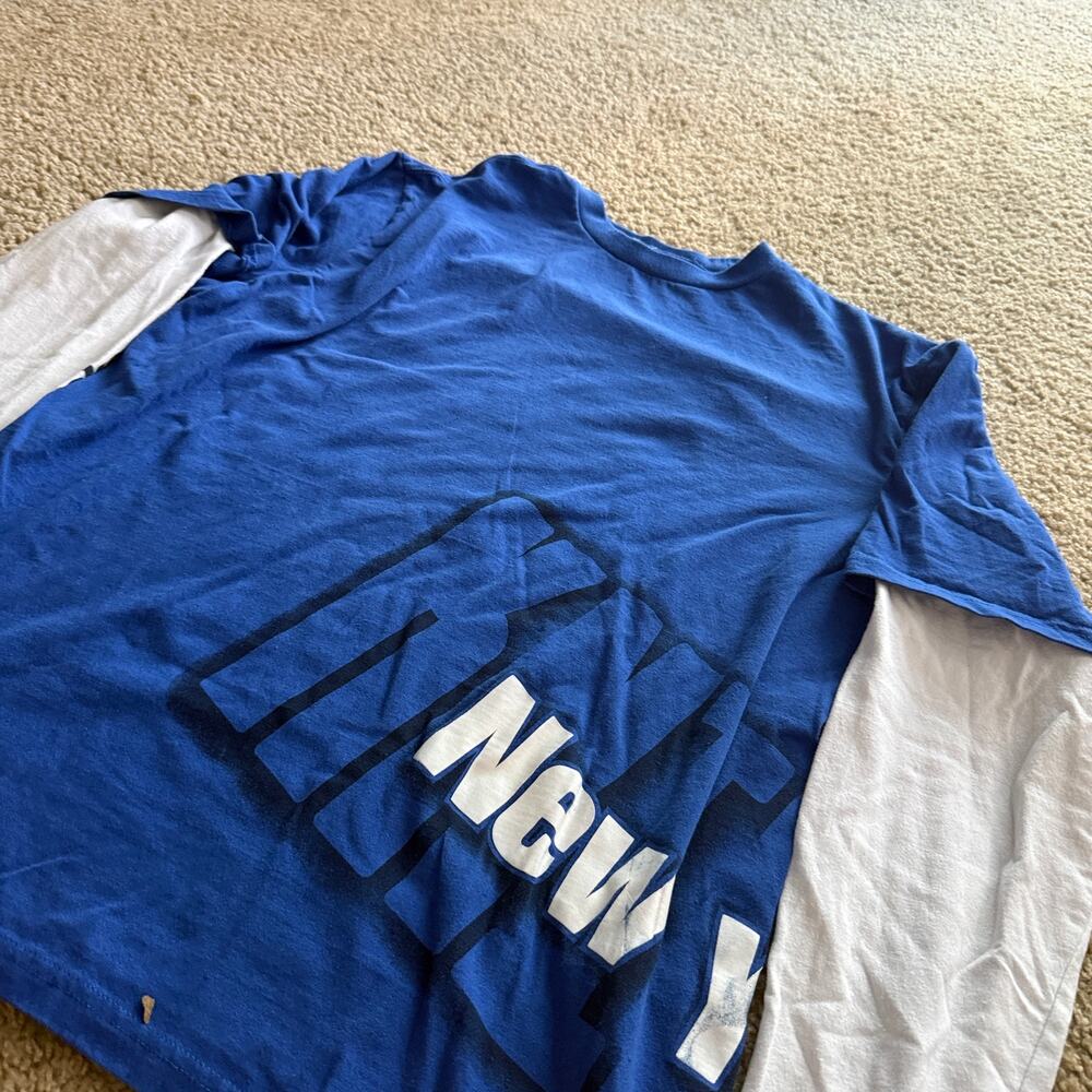New York Knicks Blue White Layered Long Sleeve T-Shirt Y2K